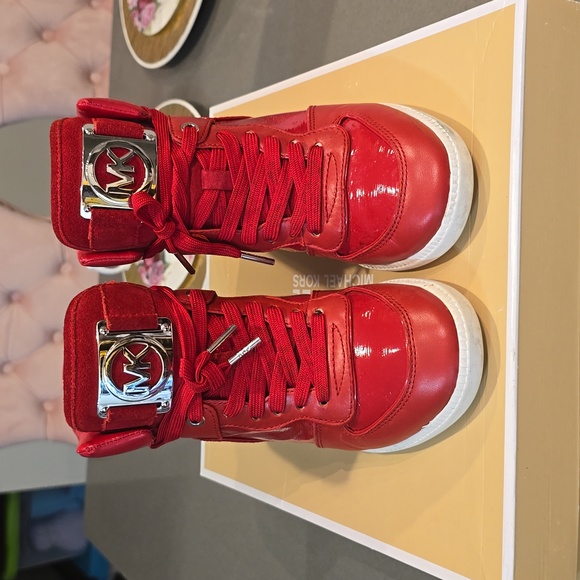 High top wedge sneakers in Crimson red - Picture 5 of 12